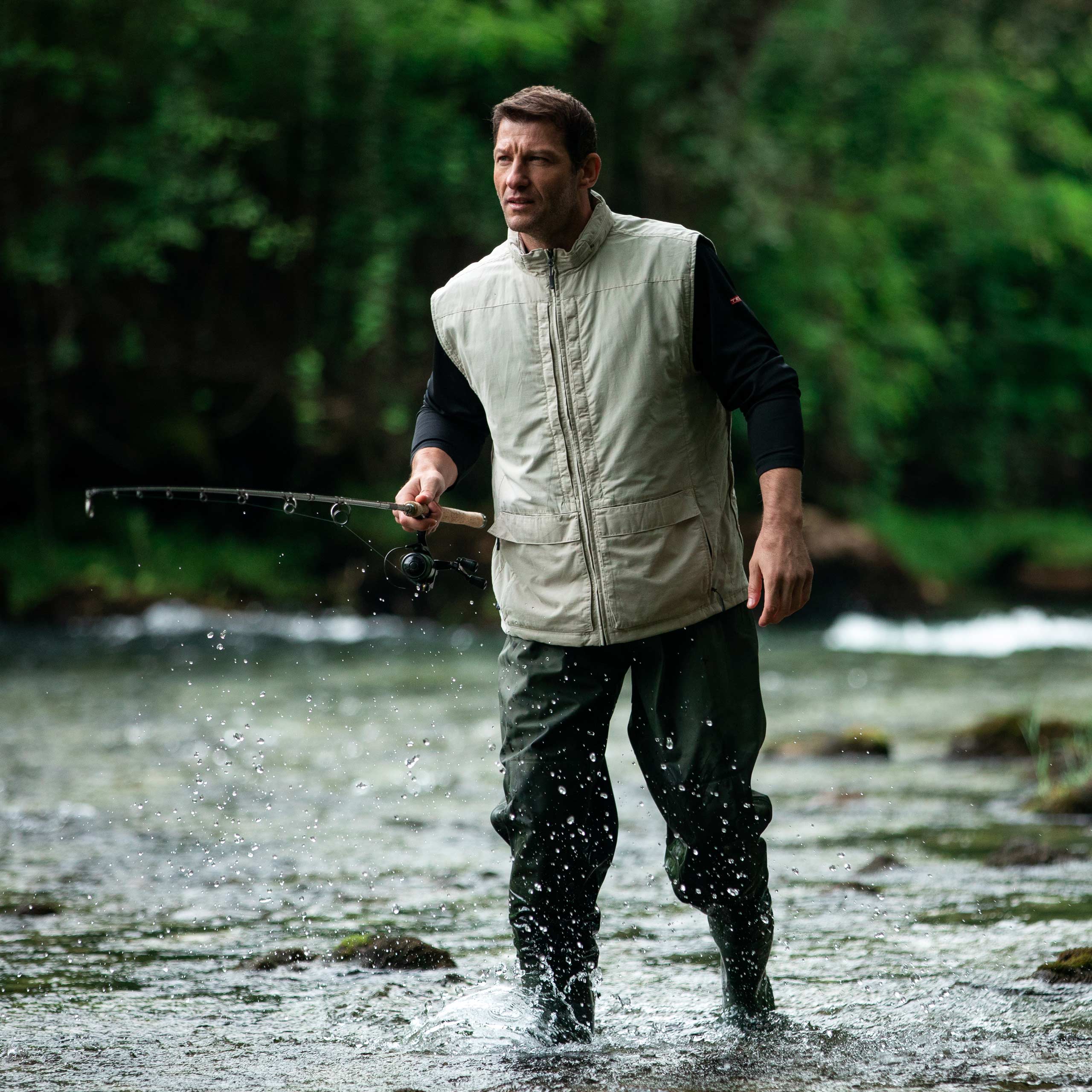 ZESON Puffer Jacket Men Fishing Vest Detachable Multiple Pockets